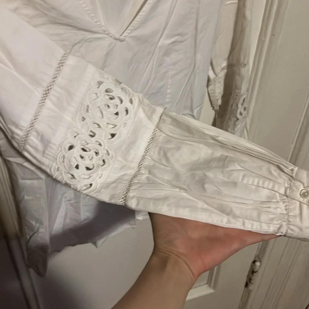 Vintage Western Shirt lace peasant sleeve  cottage boho fairy top